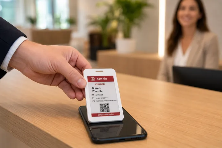 Il badge e-paper appoggiato sullo smartphone si riscrive via NFC