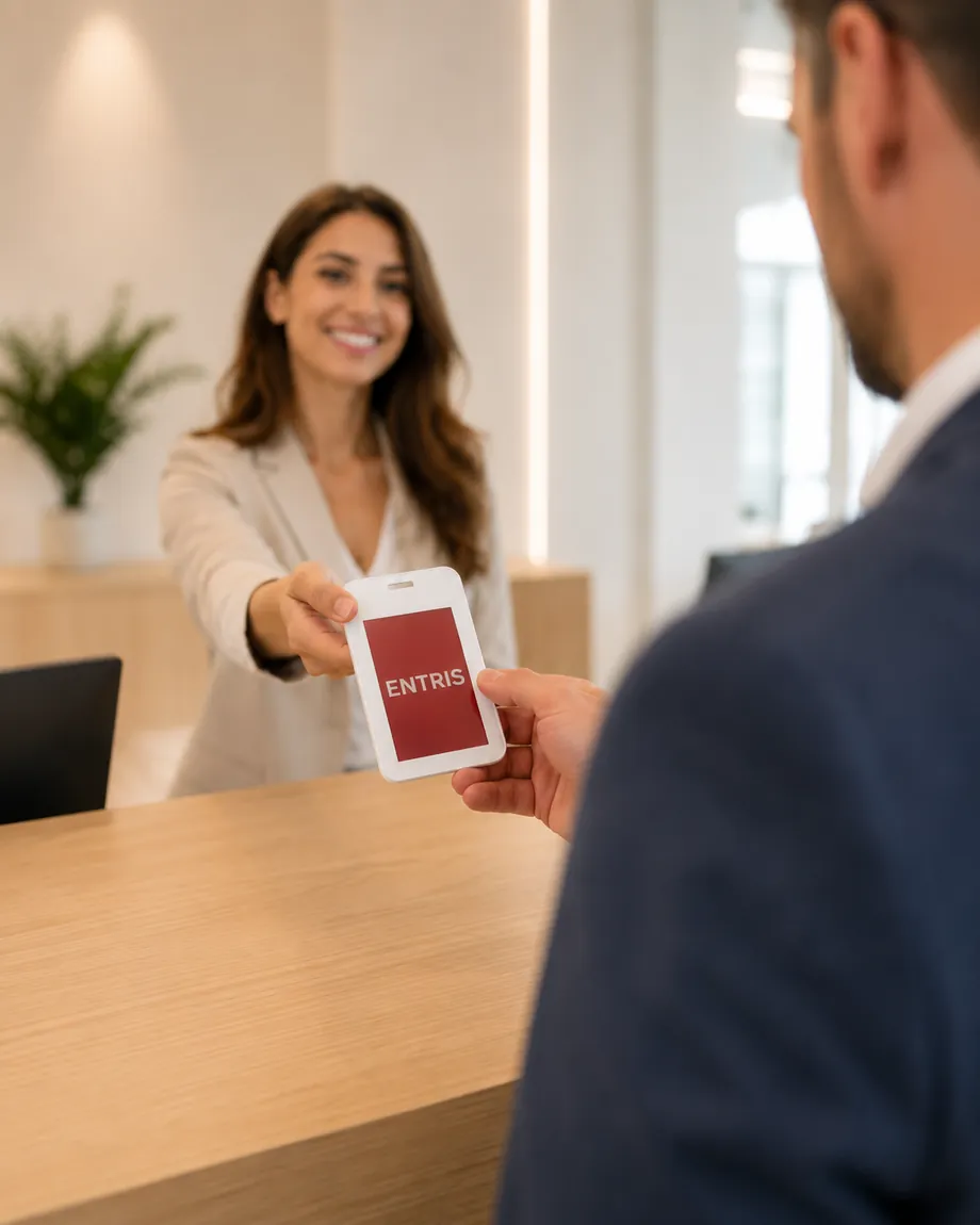 Badge e-paper Entris consegnato in reception